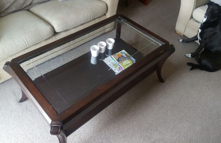 Original glass/wood coffee table